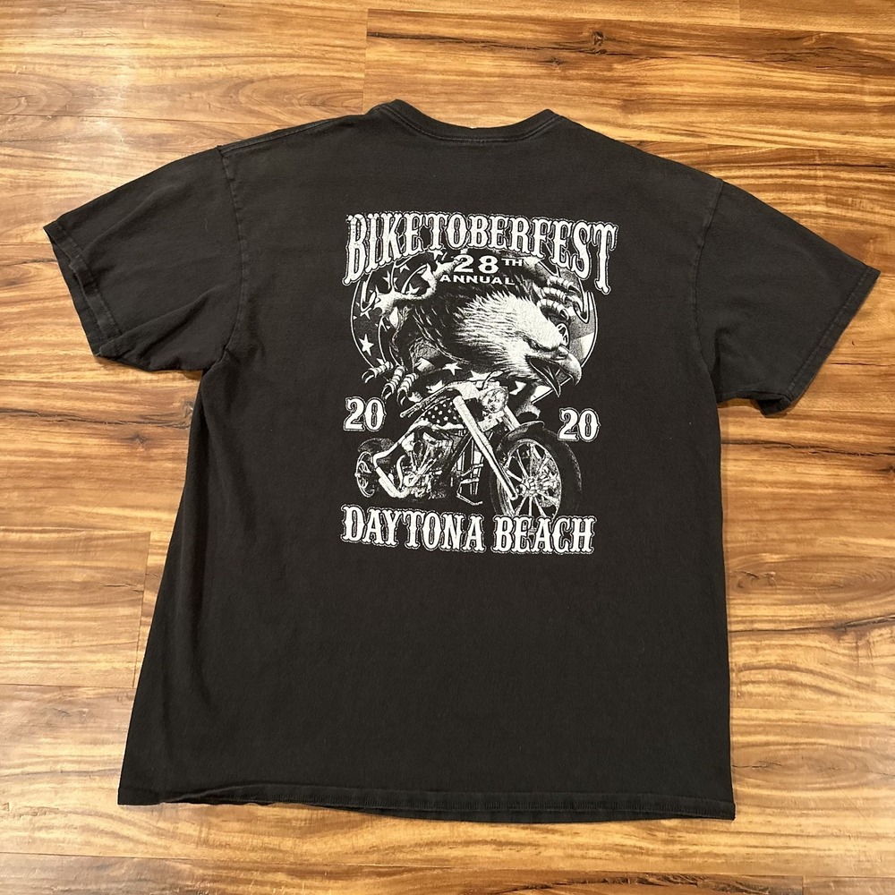 Biketoberfest Daytona Beach Delta Apparel Shirt Mens XL Black Eagle Pocket Tee
